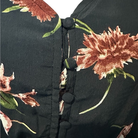 Anama Maxi dress front slit, Boho, Green floral print, buttons, Sz S - Picture 8 of 9